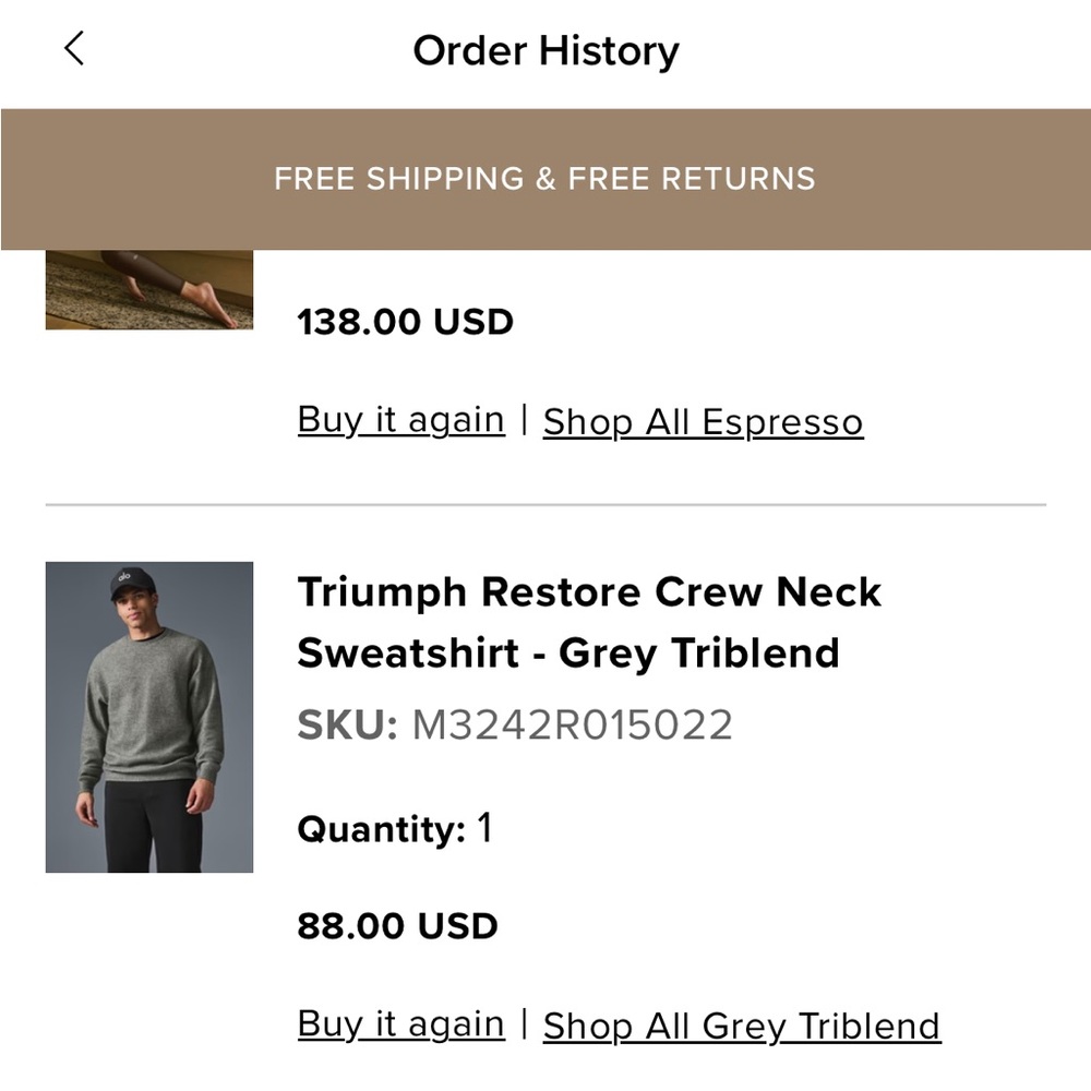 ALO Yoga Gray Crewneck Triumph Restore Sweatshirt (Men’s small)